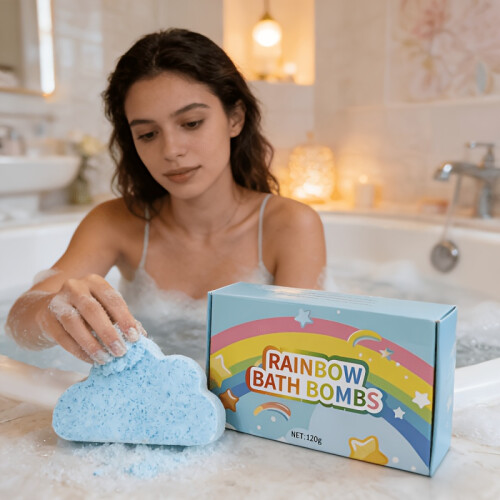 2pcs Cloud Bath Salt Balls, Large 120G Bath Bombs, Gift Box Packaged Bath Balls, Bath Additive, Moisturizing Care, 1