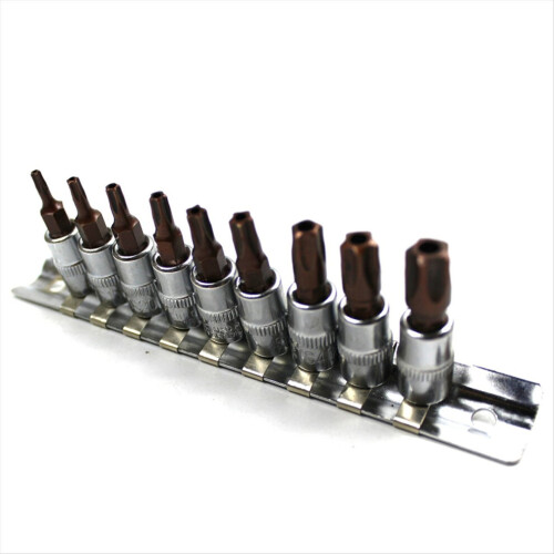 9-piece 5-point star Torx screwdriver bit set, 1/4 inch socket wrench