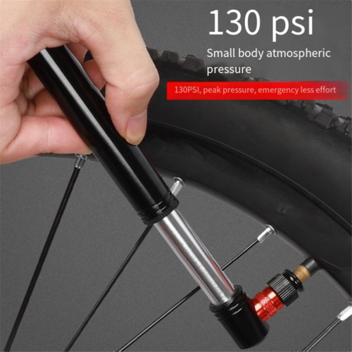Draagbare fietspomp – 130 psi – mini fietspomp – zilver 2