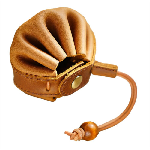 Vintage medieval-style faux leather dice bag with drawstring