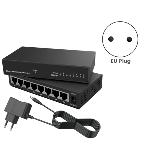 8-portars Gigabit Ethernet-switch 10/100 Mbps EU-kontakt 1