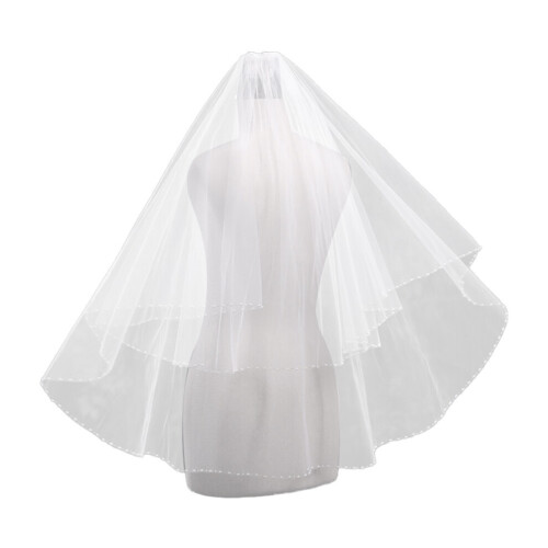 Double veil, hem edge with small crystal beads