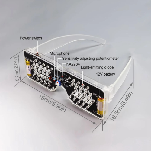 Soldering practice set with light-up glasses, DIY electronics set, B 1