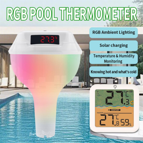 Digitales Poolthermometer, schwimmend, leicht ablesbar, Solarpanel 1