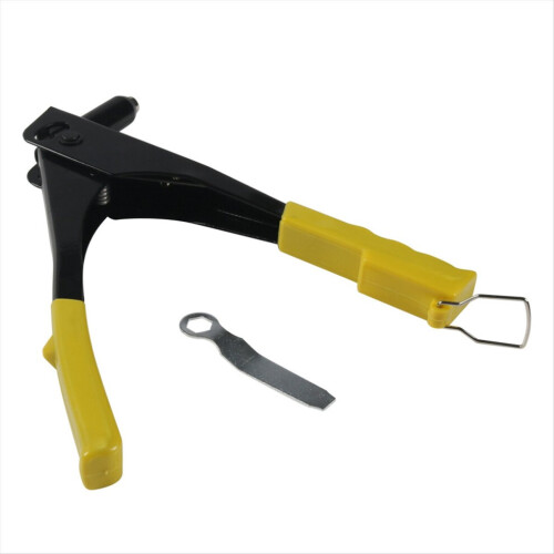 High-performance riveting tool, riveting machine with 4 rivet nozzles, yellow