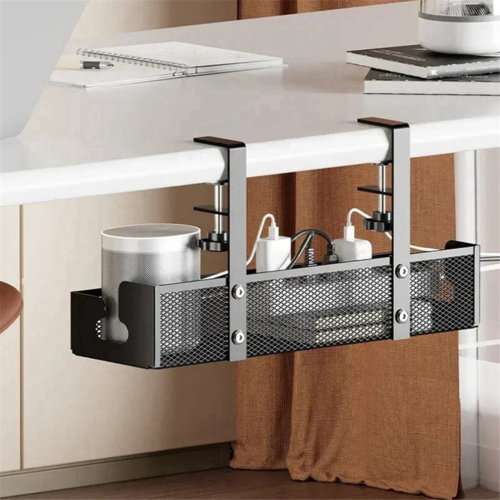 Cable organizer for under the desk, no drilling required, wire mesh cable management box, A 2