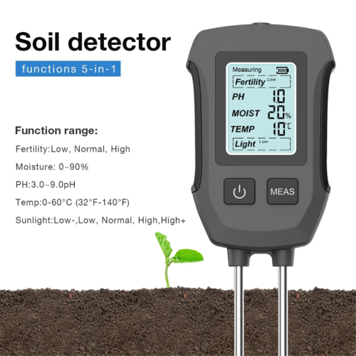 5-in-1 bodemtester pH/vocht/temperatuur digitale LCD-meter Warmte- 1