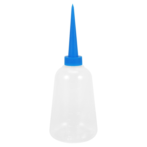 250 ml clear, white and blue plastic applicator bottle for liquid adhesive