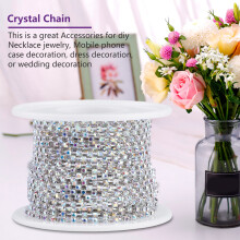Crystal Rhinestone Chain Roll 10Y Silver for DIY Jewelry & Decorations