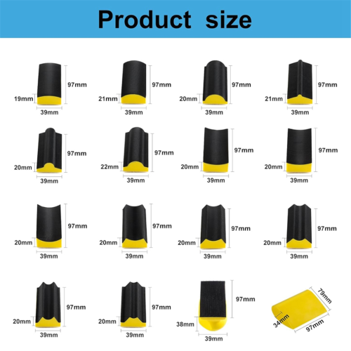16-piece hand sanding block set with 40 sheets of hook and loop sandpaper 2