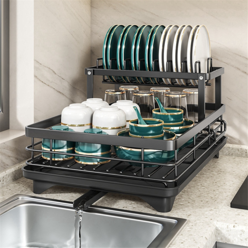 Carbon steel dish rack with drainer, sink organizer A 2