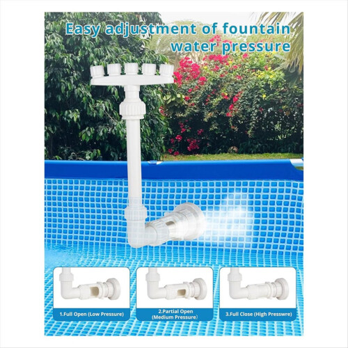 Adjustable pool fountain for above-ground and in-ground pools 2