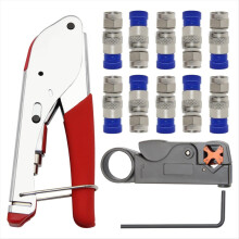 Coaxkabelkrimpset voor RG59, RG6, coaxkabelkrimptang
