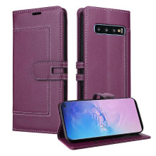 () Flip Case For Samsung Galaxy S10 Premium PU Leather Magnetic Buckle Closure RFID Blocking Card Slots Kickstand