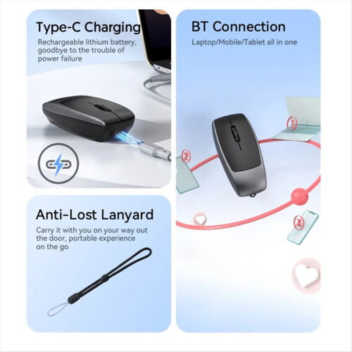 Bluetooth mouse, rechargeable, lightweight, supports TF card reader C 1