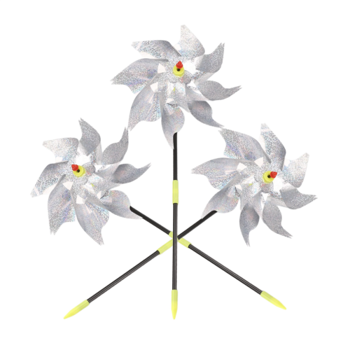 3 windmills, bird deterrent, orchard, reflective windmill 1