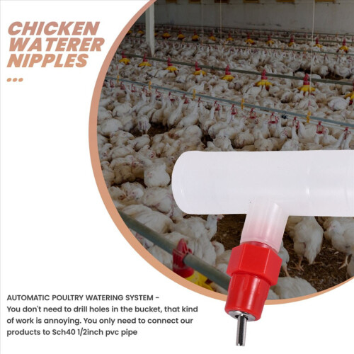 Chicken nipple T-pieces – Automatic poultry drinker set, 10-pack 2