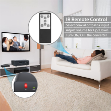 Digital coaxial audio converter with IR remote control