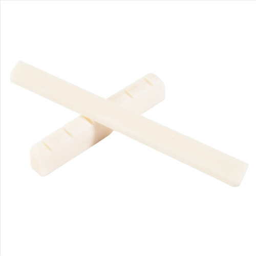White 6-string classical guitar bridge saddle and nut set made of bone