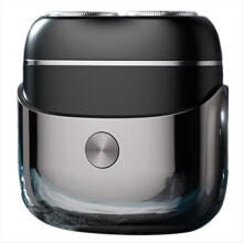 Mini afeitadora eléctrica portátil, giratoria, para hombre, negra.