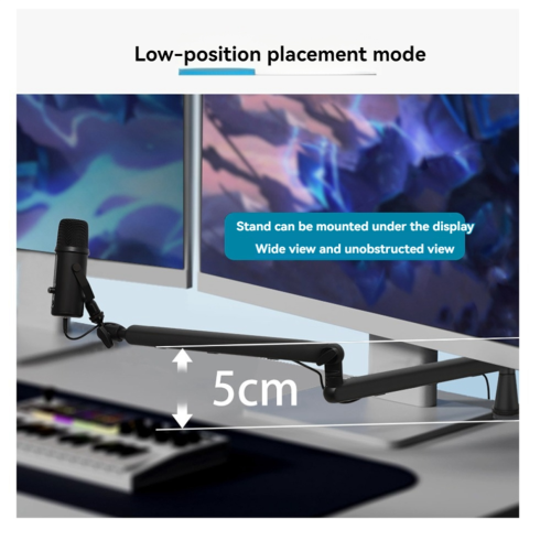 Microphone stand for desk, robust boom arm Bear with table clamp
