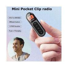 Mini-Taschenradio mit FM-Empfang, wiederaufladbar, tragbar, 76–108 MHz