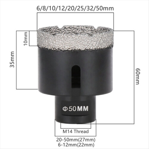 50mm Diamond Drill Bit for Marble, 1Pc Thread Soldering Hole Opener 1