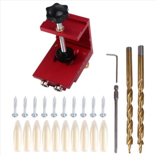 Pocket hole drill guide, dowel gauge, angled hole finder, red 2