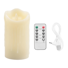 LED-ljus, flimrande flamlösa ljus, uppladdningsbart ljus, 15 cm
