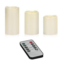 Flamfria ljus 10 cm, 13 cm, 15 cm – Set med 3 pelare för inomhus- och utomhusbruk