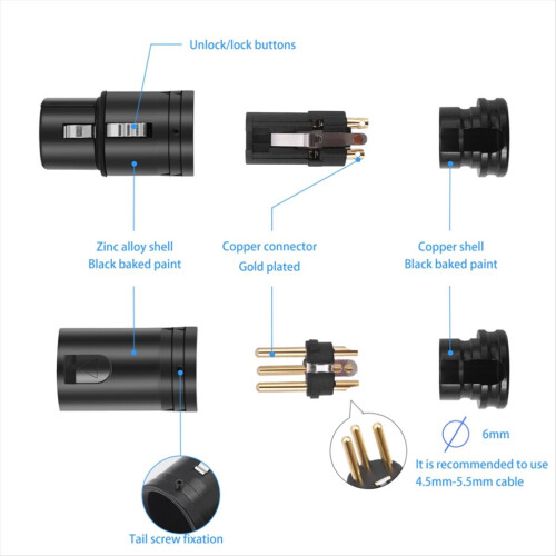 Male & Female Compact XLR Microphone Solder Adapter Adjustable 90