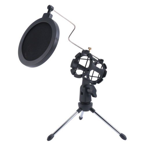 Microphone stand, desktop tripod with microphone windscreen filter cover