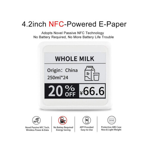 4.2-inch wireless NFC-powered e-paper/e-ink screen module 1
