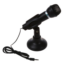 Laptop-PC-Computer-3,5-mm-Netzwerkständer-Mini-Telefonmikrofon Schwarz