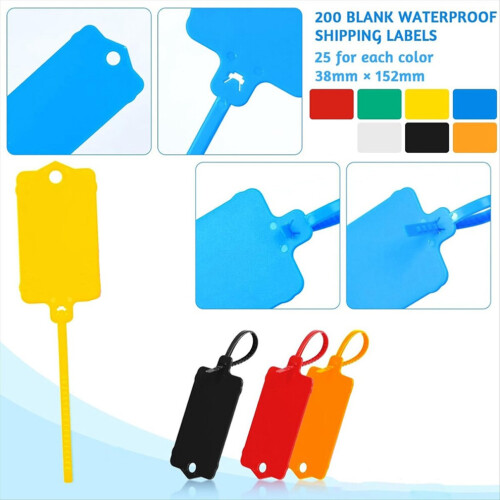 200 plastic shipping tags, hanging tags with closure strap 2