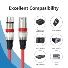 Verpakking van 10 stuks 3-voet (ca. 90 cm) 3-pins XLR-microfoonkabel, mannelijk naar vrouwelijk.