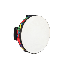 Drum, sheepskin appliqué, tambourine, hand percussion instrument