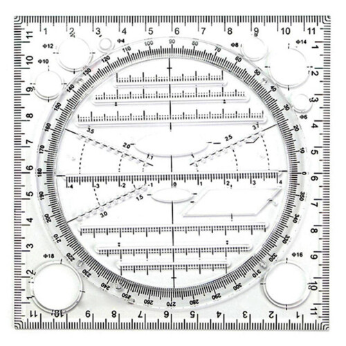 Multifunctional circle drawing template, geometric drawing tool