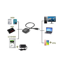 SATA-Adapterkabel USB 3.0 auf SATA-Konverter 2,5/3,5 Zoll, ohne Stecker