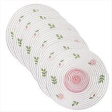 Vävd krukmatta, vårblommor, rustik, halkfri, värmeisolerande bordsunderlägg