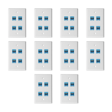 10 stuks Cat 6 Ethernet-wandplaat met 4 poorten, vrouwelijk naar vrouwelijk B