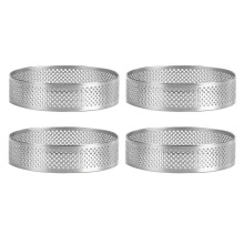 4er-Pack Tortenringe aus Edelstahl, 2,4 Zoll, perforierter Kuchen-Mousse-Ring