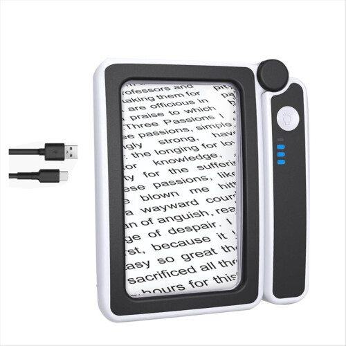 4X magnifying glass with light for reading, illuminated magnifying glass