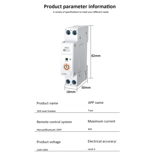 Tuya WiFi Smart Circuit Breaker kWh-Messüberwachung Timer-Relais A