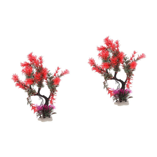 2Stk Aquarium Kunstpflanzen Kunststoff 2