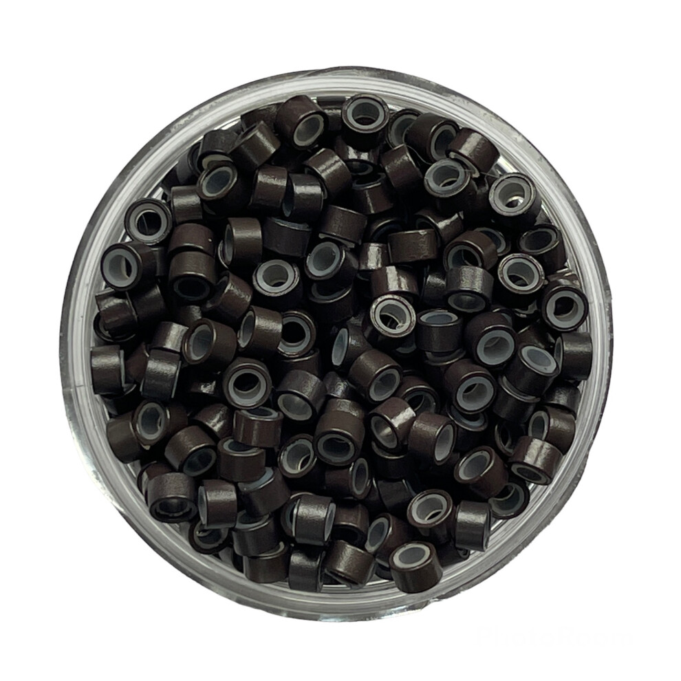 Unisex Not,Specified 5Mm Silicone Lined Micro Beads Dark Brown 1000Pcs Rings Link Tip Loop Hair Extensions