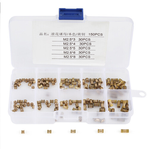 M2.5 Brass Knurled Round Molded Insert Nuts 150pcs for Construction and DIY 1