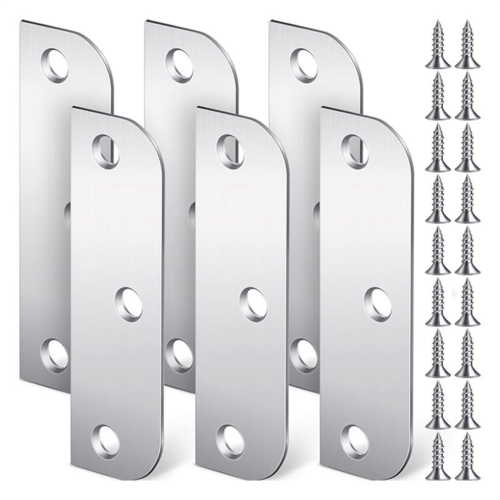 6 hinge filler plates for door edges, silver-colored