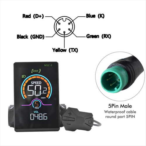 M5C-2 E-Bike Bluetooth LCD-Display Elektroroller-Tachometer, 5-polig 2