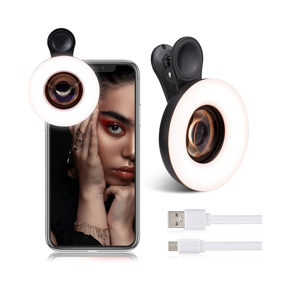 Macro Lens With Clip Ring Portable Rechargeable Dimming For Smartphone Photography Camera Video Recording Light 6033344389603